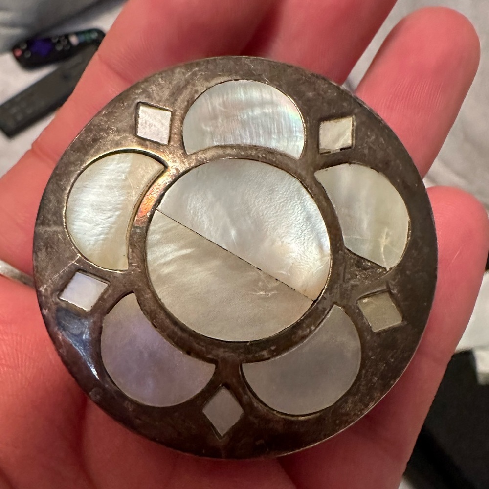 Pair of silver color mother of pearl inlay boxes